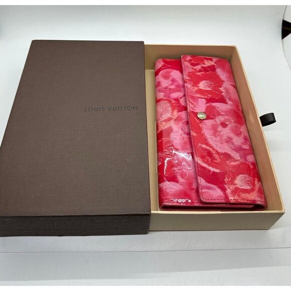 Rare Louis Vuitton Authentic LV Long Wallet Pink Floral Vernis Original Box - Picture 10 of 12